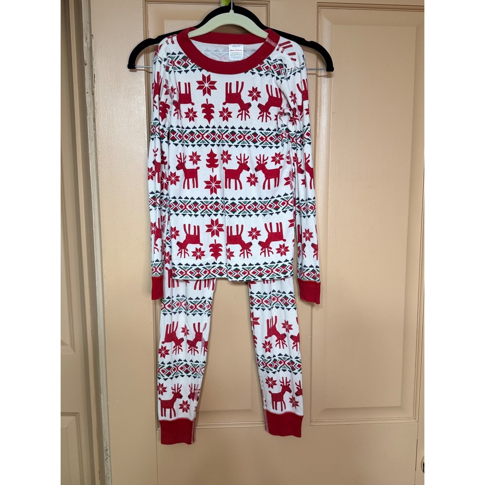 Hanna Andersson Kids Pajamas Set 130 cm US 8 Holiday Reindeer Fair Isle Cotton